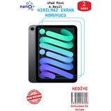 2 ADET iPad Mini 6. Nesil 8.3" Tablet Tam Uyumlu Ekran Koruyucu Şeffaf Cam Nano HD Esnek Kırılmaz