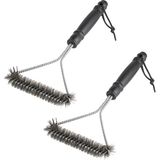 2 adet ızgara fırçası, ızgara fırçası, 30 cm paslanmaz çelik ızgara temizleme fırçası, üçgen 360° ızgara, tel fırça, kömür mangalı için mangal aksesuarı, küre ızgara, temizleyici fırça