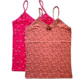 2 Adet Kadın Askılı Desenli Atlet Dantelli Empirme Pamuklu Penye D3-4 - Çok Renkli - 2XL