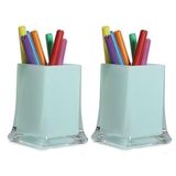 2 Adet Kalemlik Buz Mavi Renkli Ofis Gereci 6X6X10CM 300ML