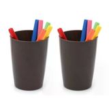2 Adet Kalemlik Kahverengi Melamin Ofis Gereci 8X8X11CM 320ML