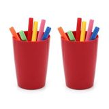 2 Adet Kalemlik Kırmızı Renkli Melamin Ofis Gereci 8X8X11CM 320ML
