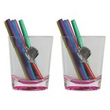 2 Adet Kalemlik Pembe Deniz Kabuğu Akrilik Ofis Gereci 9X6X11CM 250ML
