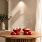 2 Adet Kalp Şeklinde Kapaklı Mum - Hediyelik Dekoratif Salon Süsü/dekoru