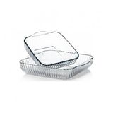 2 Adet Kare Cam Tepsi Isıya Dayanıklı Borcam Büyük Boy:3200cc - 31x28cm Küçük Boy: 1950cc - 22x25cm