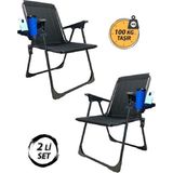2 Adet Katlanır Kamp Sandalyesi-Bardaklık Hediye-Plaj Piknik Sandalyesi-M1 - 6456 Ecorce Tube Marron - Polyester