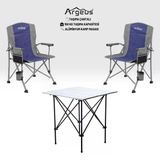 2 Adet Katlanır Kamp Sandalyesi Ve Alüminyum Masa Seti - Rustic Silver - Mavi