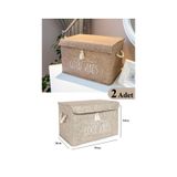 2 Adet Keçe Kapaklı Çok Amaçlı Mini Kutu Bej 35x24x24 cm Bej