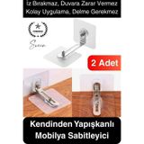 2 Adet Kendinden Yapışkanlı Mobilya Sabitleme Seti Delme Gerekmez Dolap Raf Tutucu Deprem Güvenliği