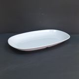 2 Adet Kırılmaz Melamin Kayık Tabak Orta Salata Tabağı 34X20CM - Derinlik 3,5cm - Beyaz - 34 x 20 cm
