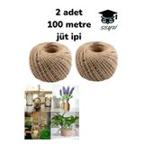 2 Adet Kırnap Ip Çok Amaçlı 100 Metre Jüt Keten Kendir Ipi.ambalaj,paketleme,davetiye,süsleme Ipi
