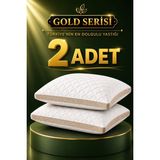 2 Adet Klimalı Yastık Gold Serisi 1.300 Gram Ekstra Dolgun - Bej - Altın