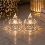 2 Adet Kristal Görünümlü LED Dekor Mum Işığı – Masaüstü Gece Lambası