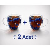 2 ADET Kurutulmuş Canlı Çiçekli Çift Cidarlı Çay Kupası Kahve Kupası Mavi Ortanca Çiçeği HEDİYELİK 250 ML
