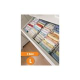 2 Adet - Large 8 Bölmeli Dolap Çekmece Içi Akardiyon Organizer Beyaz 27 x 35 x 17