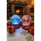 2 Adet Led Işıklı 6,5 Cm Yılbaşı Çam Ağacı & Noel Baba Kar Küresi Seti Yeni Yılın En Güzel Hediyesi
