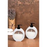 2 Adet Lüx Tezgah Üstü Oval Banyo Mutfak Sıvı Sabunluk | Banyo Mutfak Bulaşık Lavabo Deterjanlık - Kül Rengi