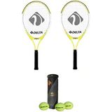 2 Adet Max Joys 19 Inç Çocuk Tenis Raketi + 2 Adet Tenis Çantası + 3 Adet Expert Seviye Maç Topu - Sarı