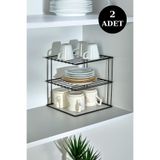 2 Adet Metal 3 Katlı Dolap Içi,Tezgah Üstü Düzenleyici Organizer