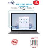 2 ADET Microsoft Surface Laptop 5 13,5” İçin Tam Uyumlu Ekran Koruyucu Cam Nano HD Esnek Kırılmaz