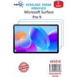 2 ADET Microsoft Surface Pro 9 13” Tablet İçin Tam Uyumlu Ekran Koruyucu Cam Nano HD Esnek Kırılmaz