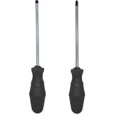 2 Adet Mıknatıslı Düz ve Yıldız Tornavida, Siyah Sap, 4X100 mm Uçlu - Antrasit
