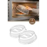 2 Adet Mikrodalga Fırın Koruma Kapağı, Isıya Dayanıklı Fırın Içi Kapak Büyük Boy 26Cm 2’Li Set Plast