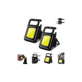 2 Adet Mini Taşınabilir LED Çok Fonksiyonlu Fener, Yüksek Lümen, Cob Anahtarlık, Dış Mekan Için Şarj Edilebilir Acil Durum Işığı, Mini Kamp Feneri (2)