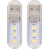 2 Adet Mini Taşınabilir Parlak 3 LED Gece Lambası USB Lamba (Sıcak Beyaz) - Çok Renkli - Genel