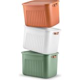 2 Adet Modern Kapaklı Büyük Boy Saklama Kutu Seti -20 Litre – Beyaz- Taşınabilir Kulplu, Dolap Içi Düzenleyici, Çok Amaçlı Organizer Kutu, Oyuncak & Kıyafet Kutusu - 001-Renkli