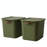 2 Adet Modern Kapaklı Büyük Boy Saklama Kutu Seti -20 Litre – Yeşil- Taşınabilir Kulplu, Dolap İçi Düzenleyici, Çok Amaçlı Organizer Kutu, Oyuncak & Kıyafet Kutusu