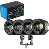2 Adet motosiklet 4 LED Lazer Sis Farı Delici Beyaz Sarı Çift Renk Metal Baykuş LED Işık