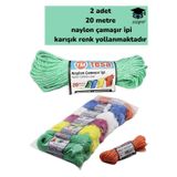 2 Adet Naylon Çamaşır Ipi Çok Amaçlı 20 Metre Ambalaj Paketleme Çamaşır Ipi