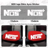 2 Adet NOS Logo Dikiz Ayna Beyaz Sticker, Araba Etiket, Tuning, Aksesuar, Modifiye, Arma,
