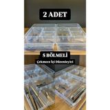 2 Adet Nova 5 Bölmeli Çekmece Düzenleyici Çatal Kaşık Kutusu Kapaksız - Mutfak Organizer - Bakır - Seçenek 1