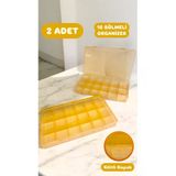 2 Adet Orange 18 Bölmeli Takı Kutusu Toka Yüzük Saklama Kabı Çekmece Düzenleyici Box Turuncu