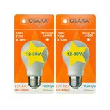 (2 Adet) Osaka 12Volt 10W (75W) Beyaz Işık (6500K) E27 Duylu (Kalın Duy) Led Ampul