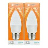 (2 Adet) Osaka 7W (50W) 6500K (Beyaz Işık) E27 Duylu (Kalın Duy) Mum Led Ampul