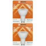 (2 Adet) Osaka 7W (50W) Beyaz Işık (6500K) Gu10 Duylu Led Spot Ampul