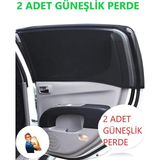 2 Adet Oto Yan Cam Güneşlik Perde Araç Güneşlik Araba Güneşlik Perdesi Anne Bebek Emzirme Perdesi - Siyah
