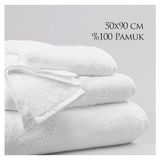 2 Adet Pamuk 230 Gr. Beyaz Otel Tipi El Yüz Havlusu 50 x 90 cm - 50 x 90 cm