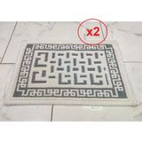 2 Adet Pamuklu Bukle Lüks Kilim (40X60)-Labirent Kreme Gri