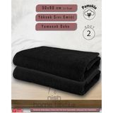 2 Adet Pamuklu, Kuaför Havlusu, Spor Havlusu, Berber Havlusu, Gym, Fitness Havlu 50 x 90 Melis Havlu - Standart - Siyah