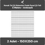 2 Adet Panel Çit Teli 150X250 cm 4.mm Tel Kalınlığı 55X150 mm Göz Aralığı - Antrasit