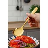 2 Adet Paslanmaz Gold Çelik Lüx Servis Salata Kaşığı Spatula Çelik Yemek Servis Kaşığı 21 - Çok Renkli