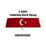 2 Adet Peluş Türk Bayrağı Torpido Halısı Ay Yıldız
