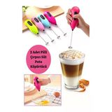 2 Adet Pilli Mini Mixer Kahve Süt Köpürtücü Karıştırıcı Çırpıcı Çelik Başlıklı