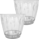 2 Adet Plastik Orkide Saksısı Seti 1,5 Lt Gizli Tabaklı Şeffaf Saksı 145 x 135 mm - Genel - Çok Renkli