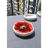 2 Adet Porselen Kıvrımlı Mini Fırın Kabı Küçük Boy Sunum Tabak Meze Salata Tabağı 14 cm Asimetrik