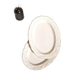 2 Adet Porselen Yaldızlı Orta Boy Kayık Tabak 23 Cm Meze Sunum Tabağı